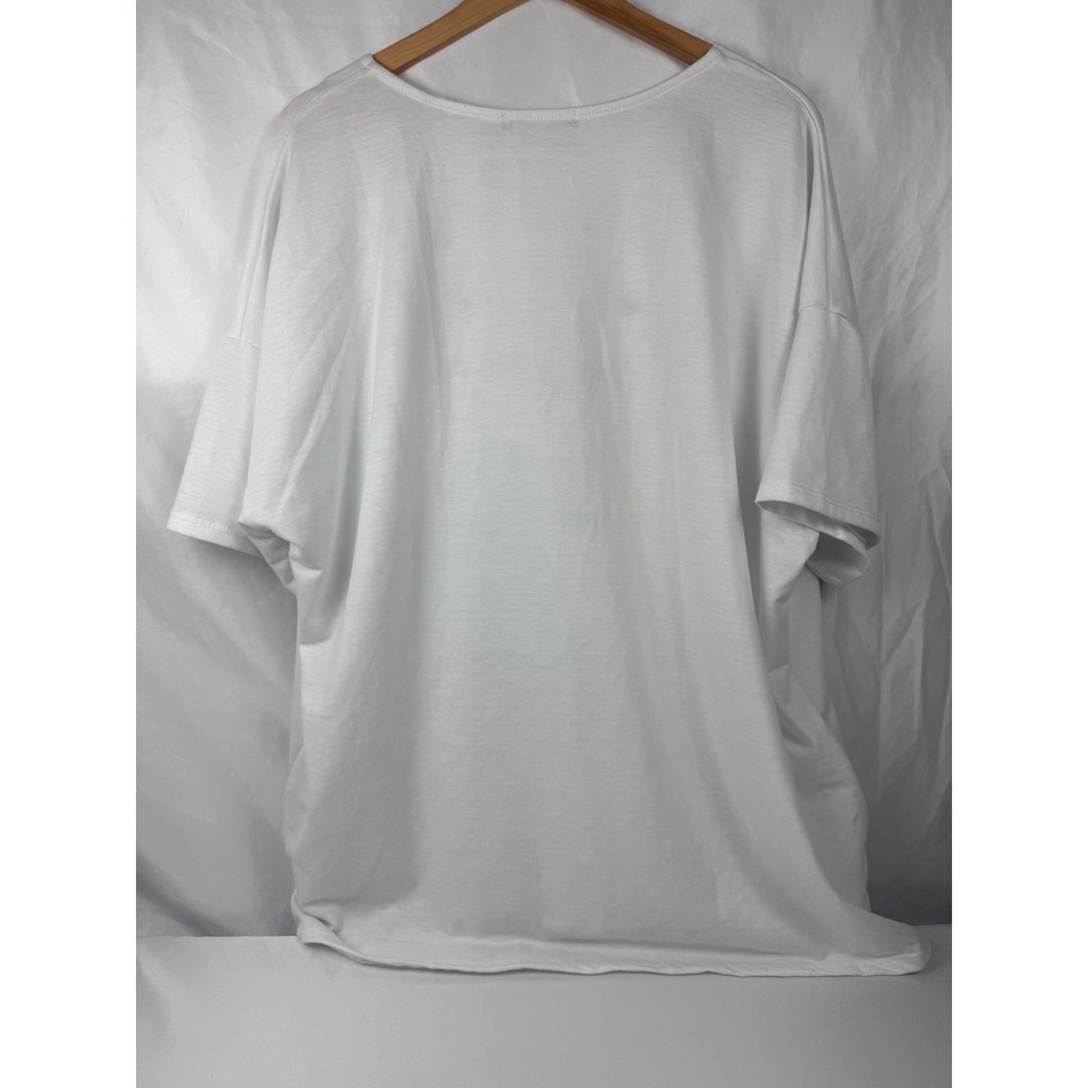 Hippie Chic Size XL 2X White Grommet V Neck Oversized Boho Top - Picture 2 of 7